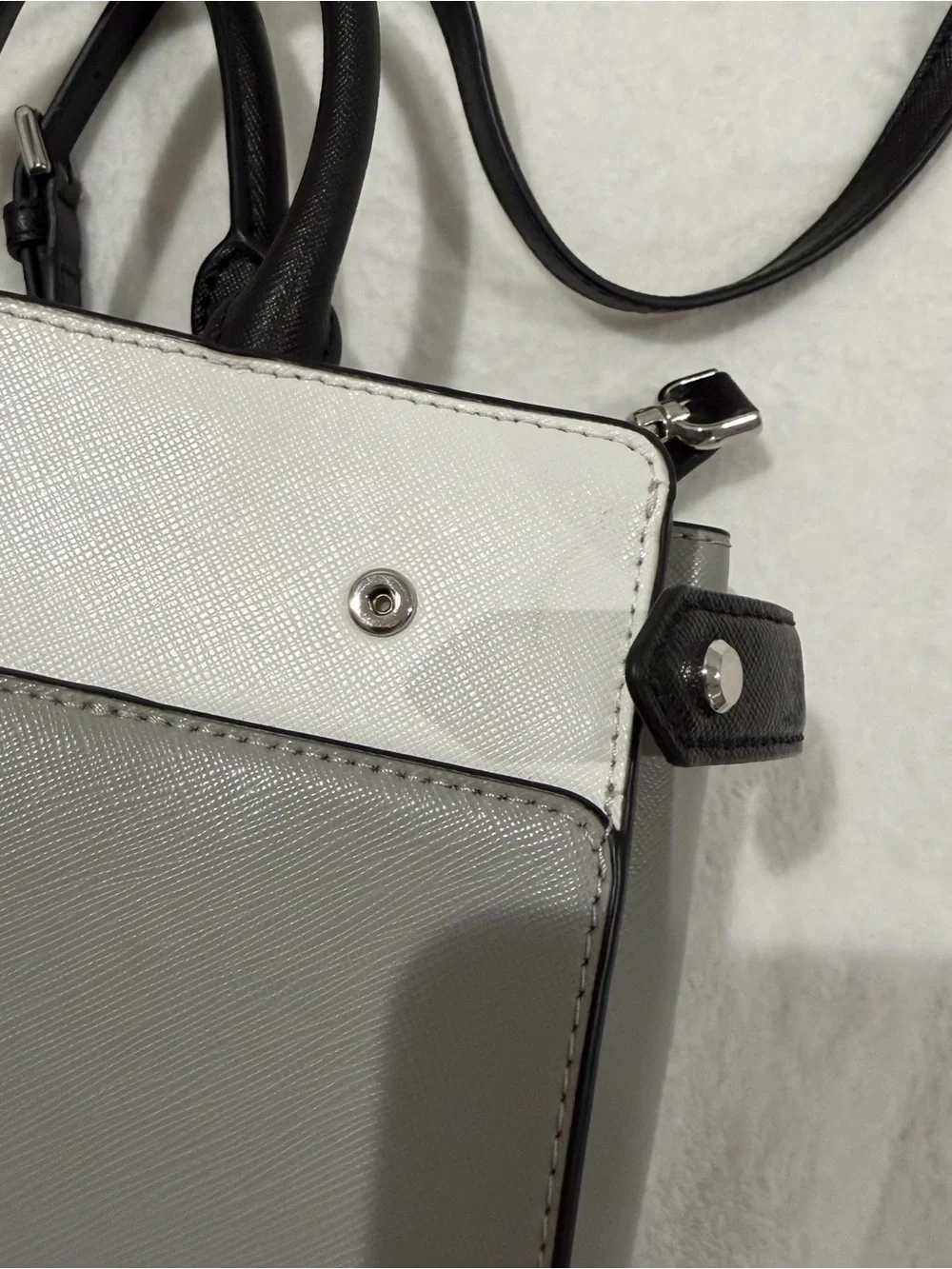 Kate Spade Staci Medium Satchel Bag Purse - Gray White Colorblock